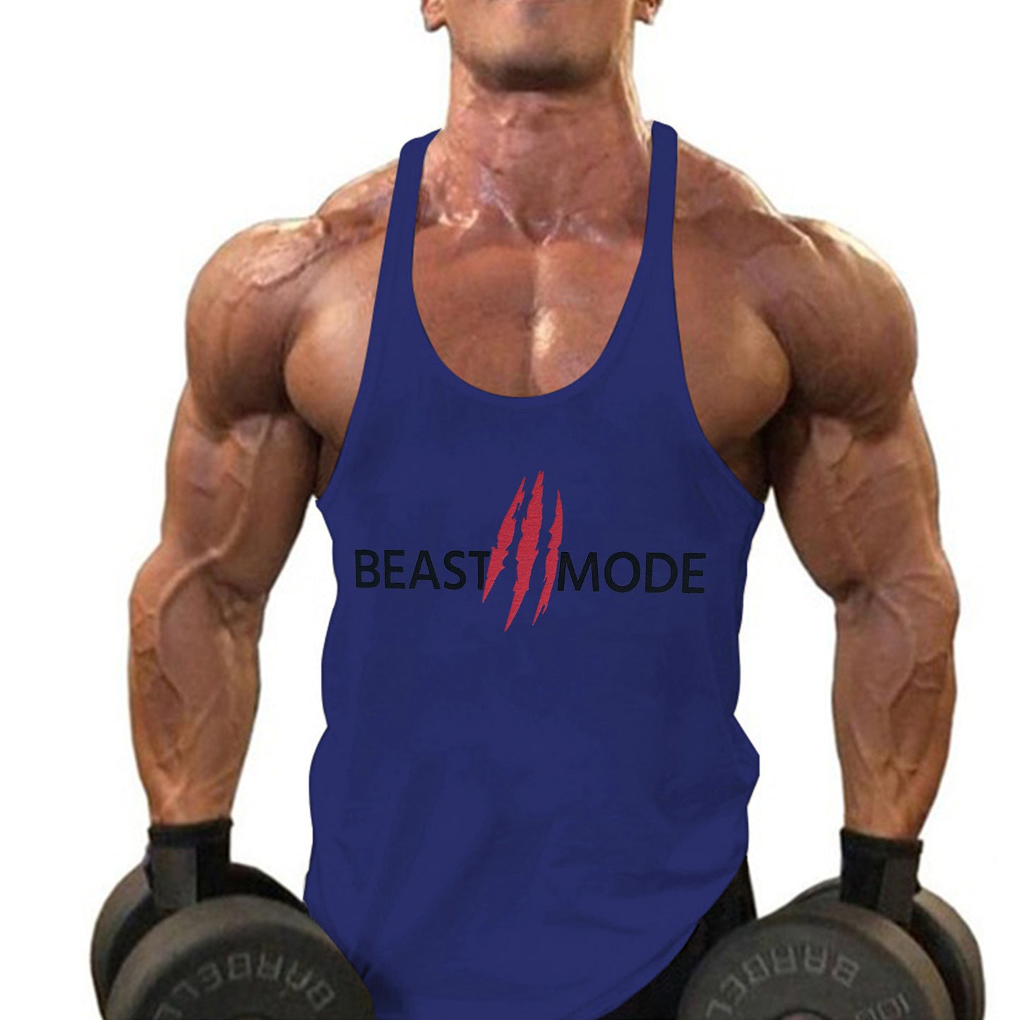 Men's Summer Cotton Fitness Muscle Men's Thin Shoulder Strap I-print Halter Tank top