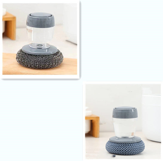 Kitchen Pan Wok Cleaner Press Liquid Brush Dispenser Kitchen Tools