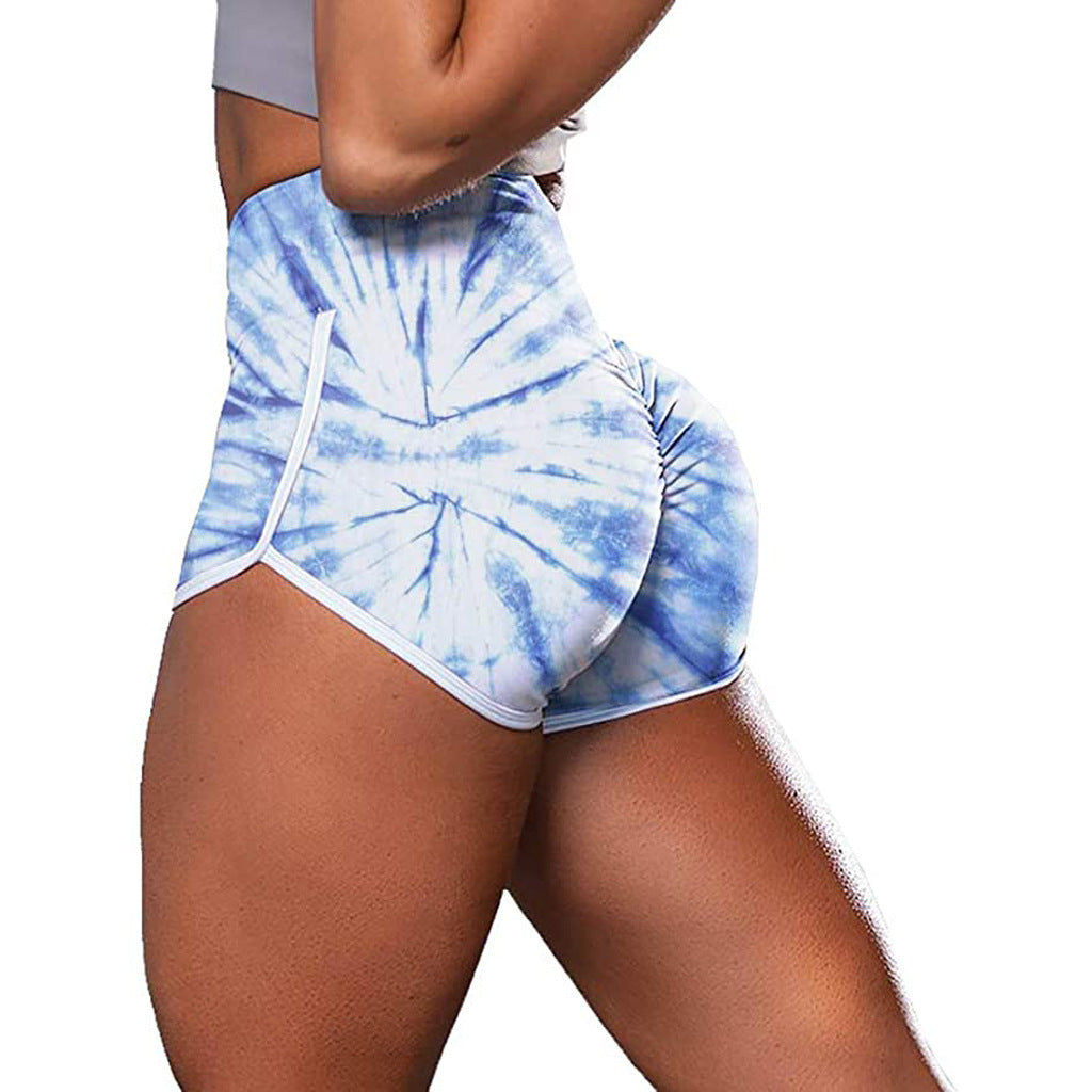 Women Camouflage Tie-Dye Print Hip-Up Fitness Casual Shorts