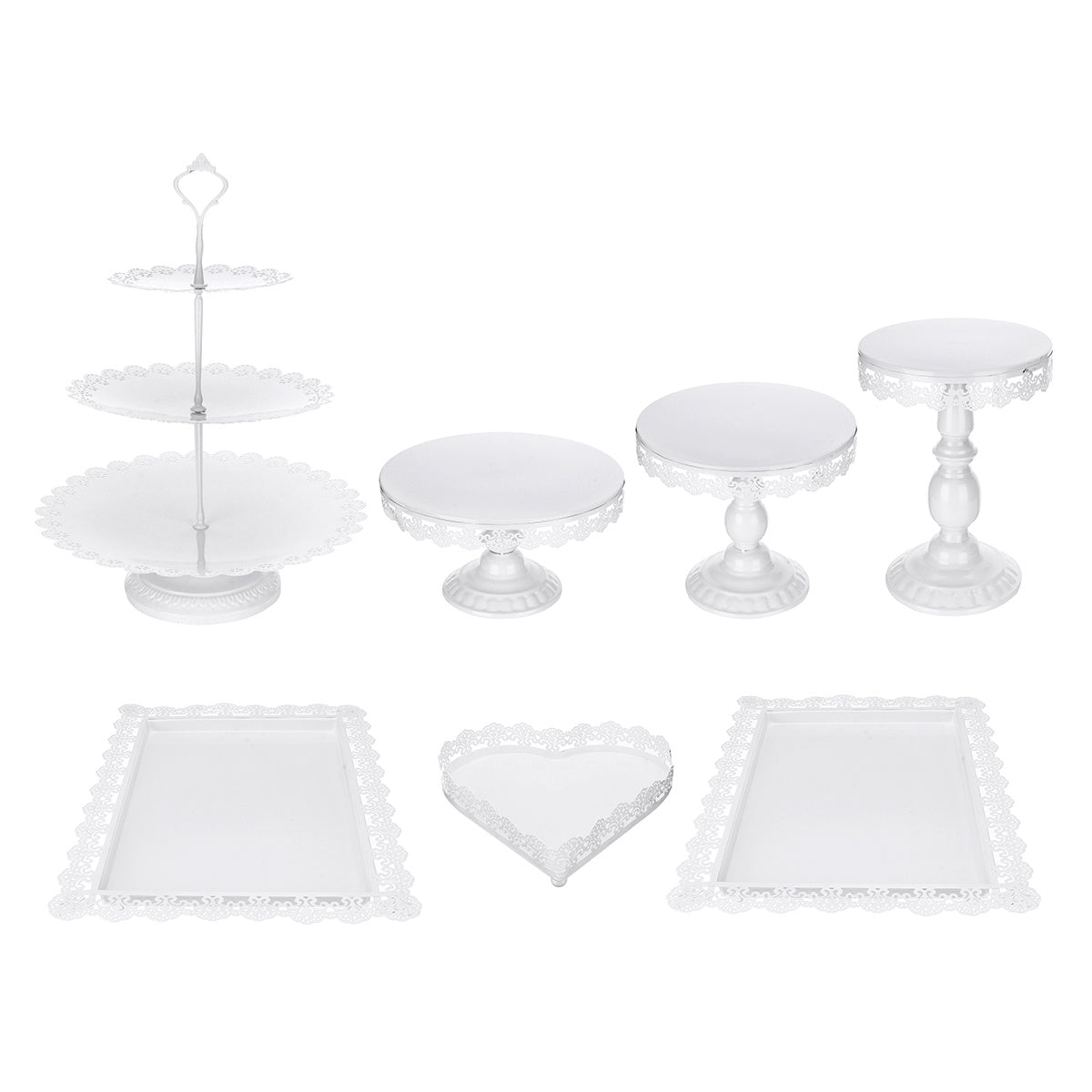 Baking European Style Wrought Iron Cake Stand Set Wedding Dessert Stand Lace Props Plate
