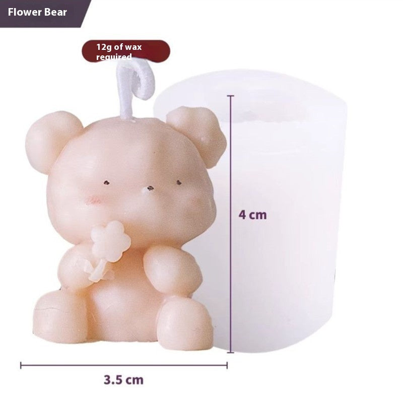 Baking Cute Bear Candle Cake DIY Birthday Aromatherapy Candle Silicone Baking Mold