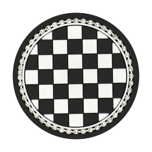 Creative Car Coaster Chessboard Camellia Pattern