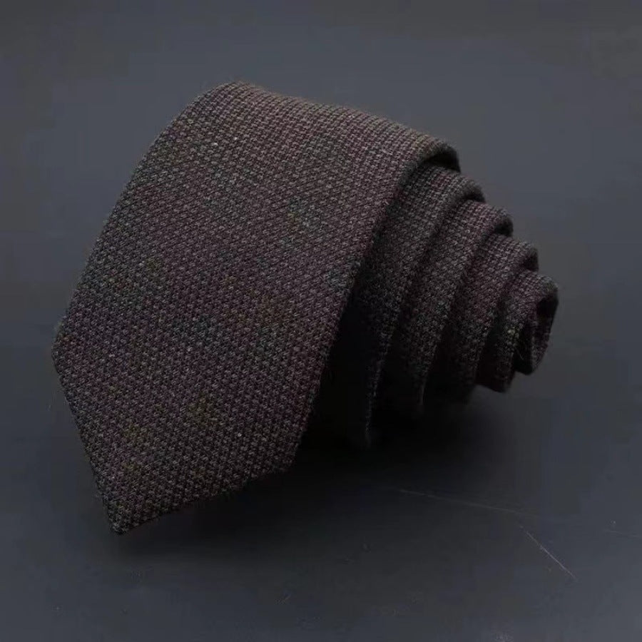 Men's Business Fashion Striped Solid Color Tie Cotton Thickened Sanded Fabric Formal Wear