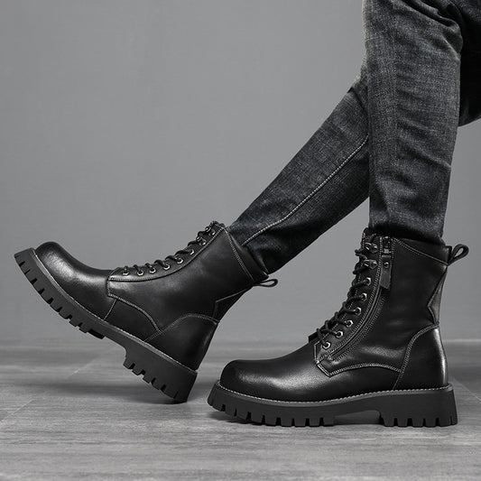 Worker Boot High Top British Style Thick Bottom Fleece-lined