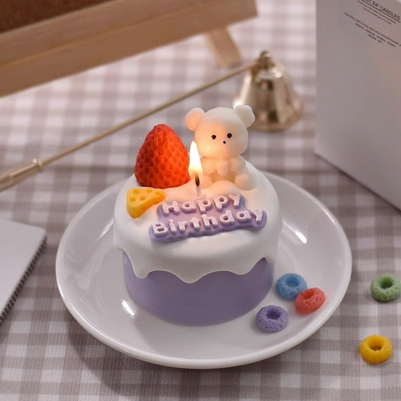 Baking Cute Bear Candle Cake DIY Birthday Aromatherapy Candle Silicone Baking Mold