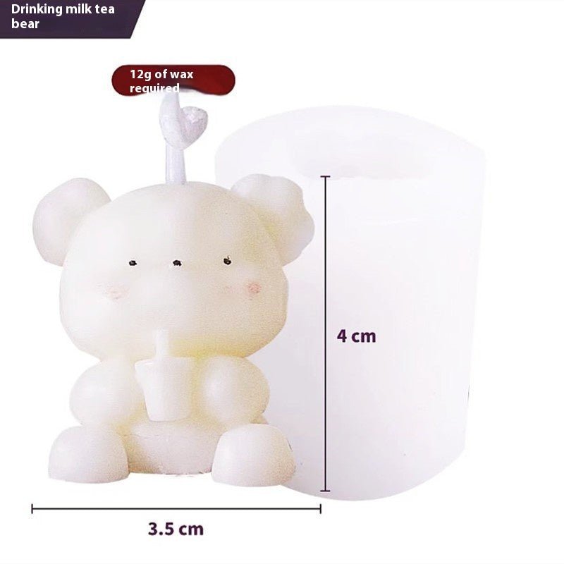 Baking Cute Bear Candle Cake DIY Birthday Aromatherapy Candle Silicone Baking Mold