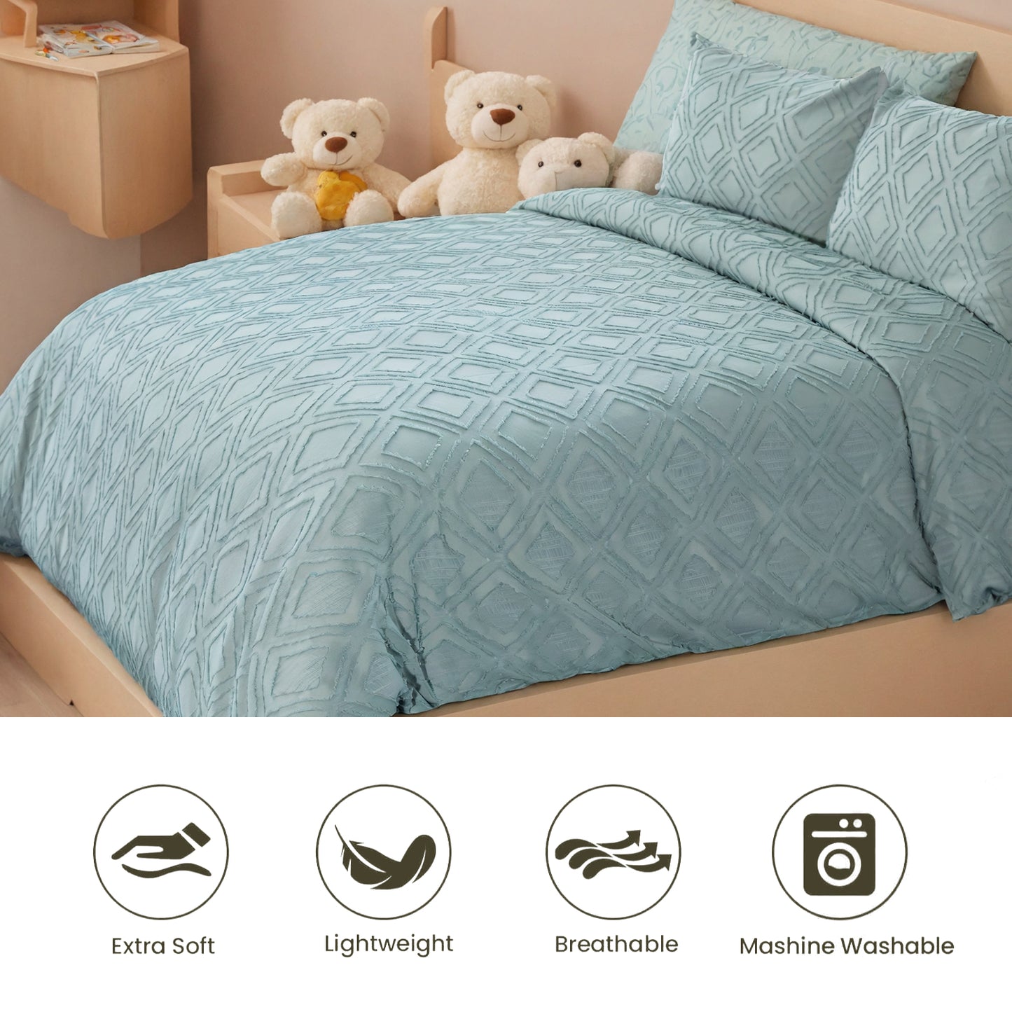 Bohemian Style Quilt Cover Set, Cut Flower Quilt Cover, Tufted Quilt Cover Three-piece Set, One Quilt Cover And Two Pillowcases, Washable And Machine Washable Without Shrinkage, Suitable For Hotels