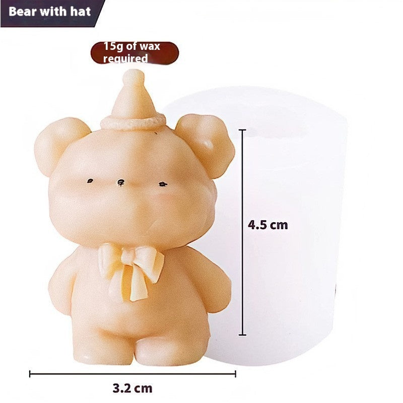 Baking Cute Bear Candle Cake DIY Birthday Aromatherapy Candle Silicone Baking Mold
