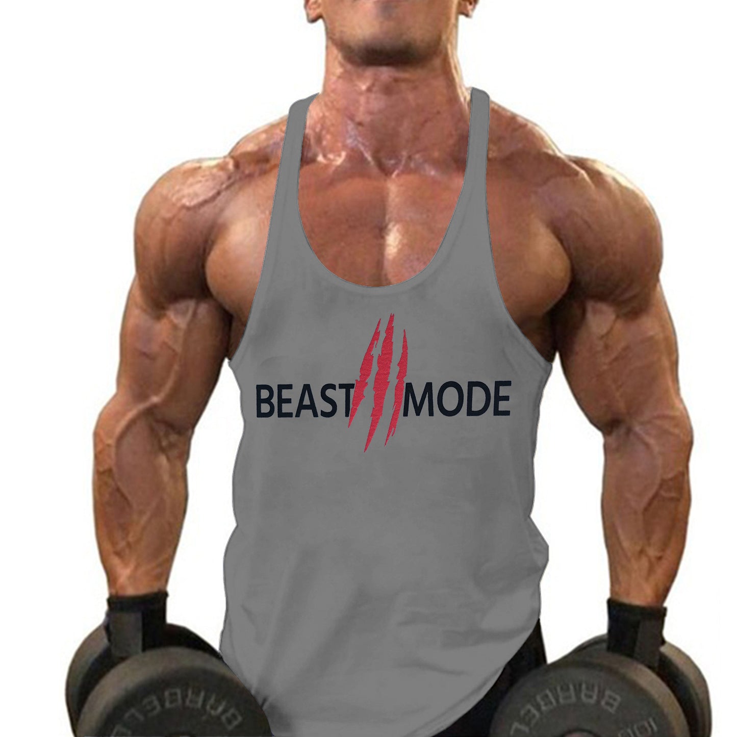 Men's Summer Cotton Fitness Muscle Men's Thin Shoulder Strap I-print Halter Tank top