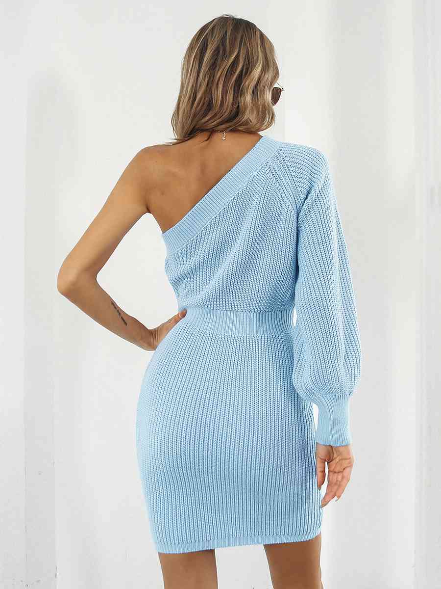 Ladies Off-Shoulder Mini Sweater Dress