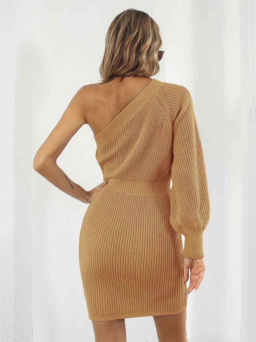 Ladies Off-Shoulder Mini Sweater Dress