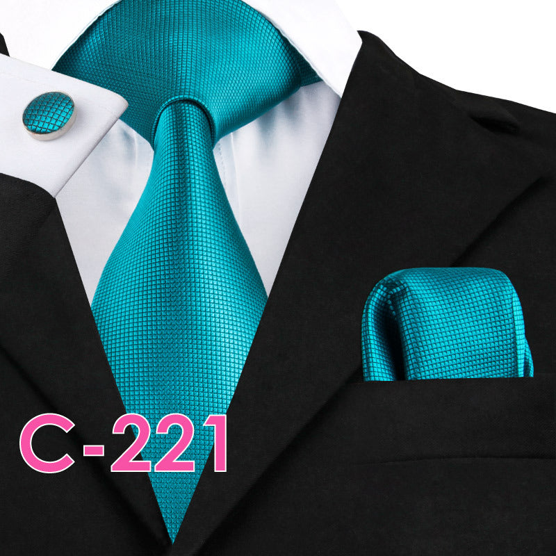 Men's Fashion Three-piece Tie set Assorted Solid Silk Men's Neck Tie set For Men Suits