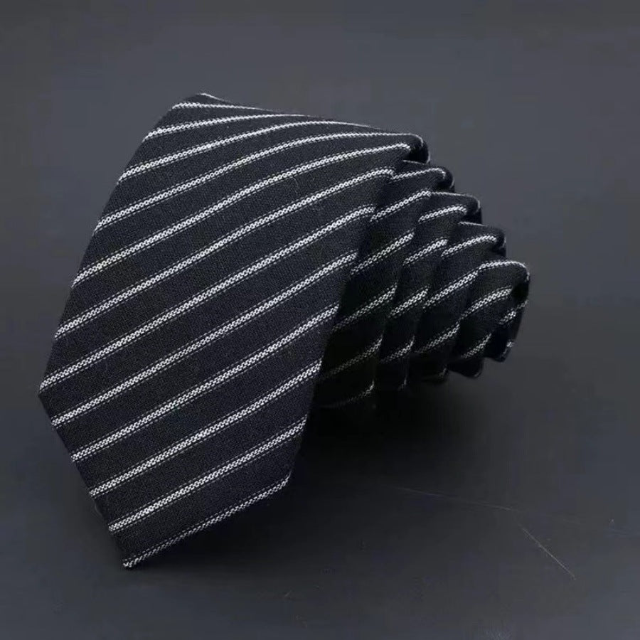 Men's Business Fashion Striped Solid Color Tie Cotton Thickened Sanded Fabric Formal Wear