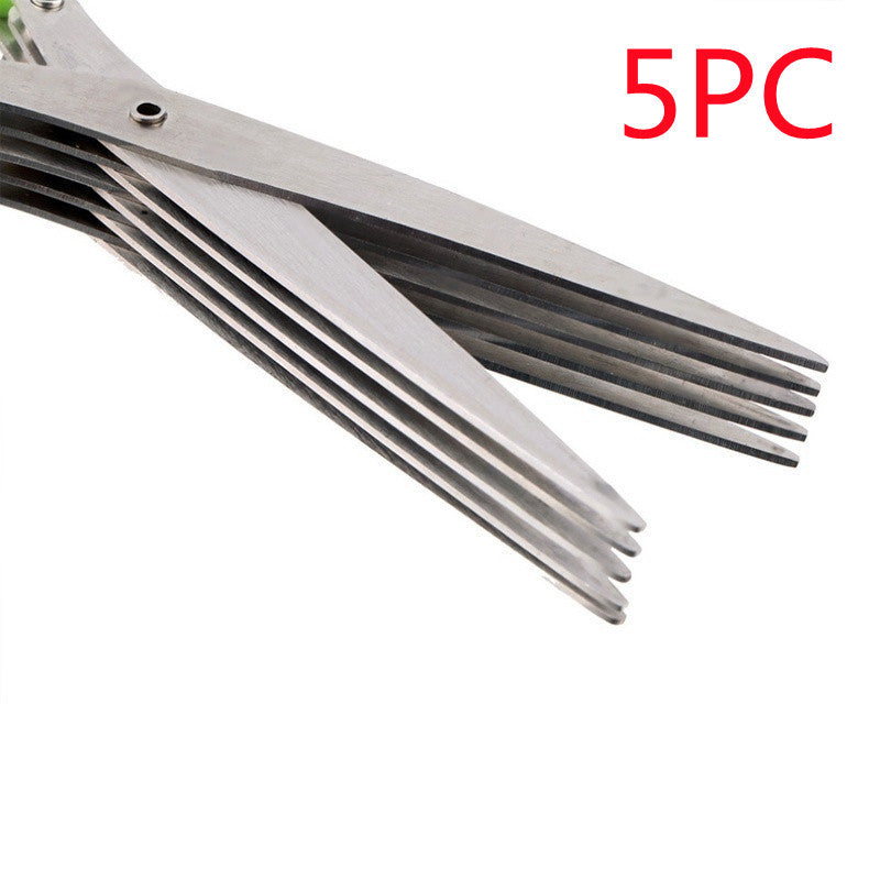 Kitchen Multifunctional Multi-layer Green Onion Scissors Stainless Steel Onion Cutting Knife Herb Seaweed Spice Scissors Kitchen Scissor Kitchen Gadgets