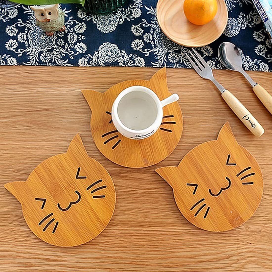 Kitchen Cartoon Coasters For Drinks Pot Teapot Wood Drink Drinking Coaster Coffee Mug Rack Coffee Cup Stand Cup Coaster Wood Cup Wooden Dining Table Cup Holder