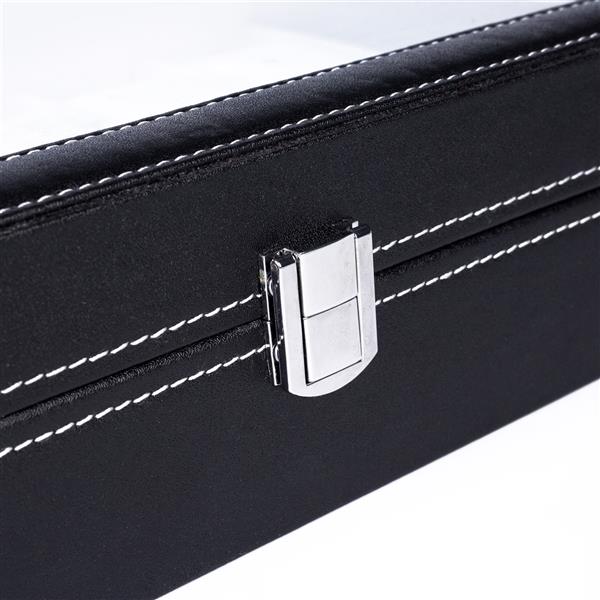Home 12 Compartments Luxury Watch Collection Style Leather Storage Black Case