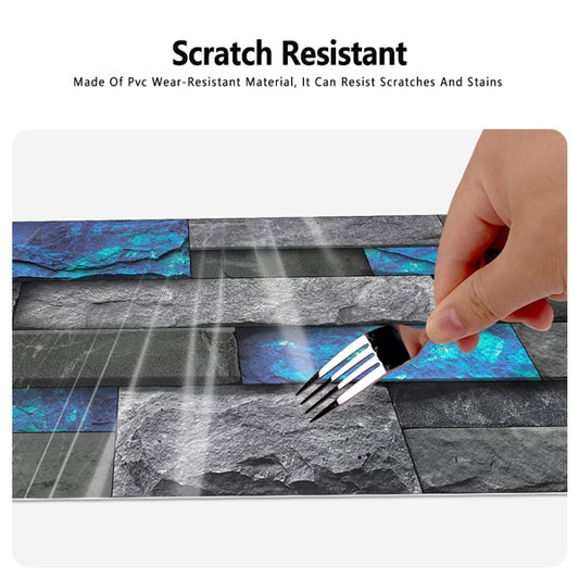 Wall Stickers Home Stone Brick Decoration Self-adhesive Wallpaper Suitable For Living Bathroom Kitchen Decorative Tiles, Waterproof And Oil-proof High Temperature Resistant Blue