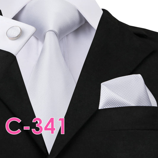 Men's Fashion Three-piece Tie set Assorted Solid Silk Men's Neck Tie set For Men Suits