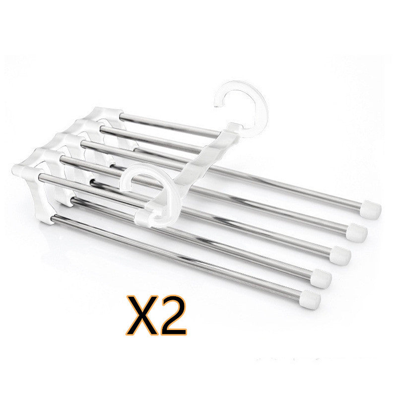 Home 5 In 1 Wardrobe Hanger Multi-functional Clothes Hangers Pants Stainless Steel Magic Wardrobe Clothing Hangers For Clothes Rack