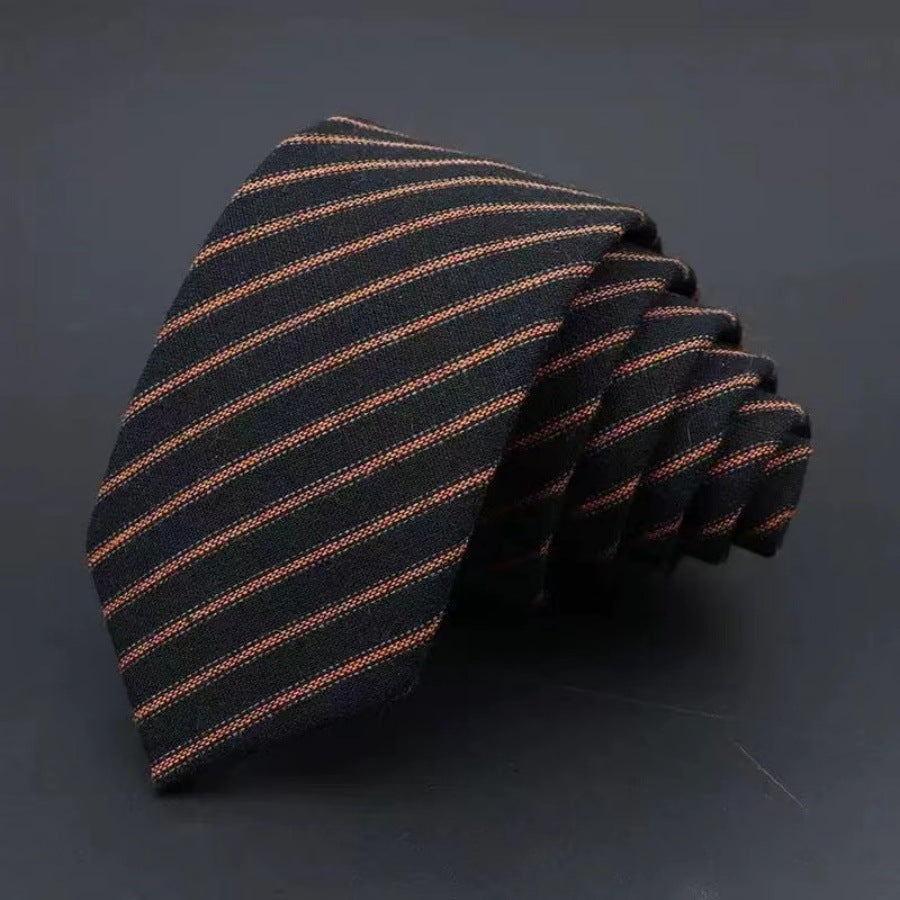 Men's Business Fashion Striped Solid Color Tie Cotton Thickened Sanded Fabric Formal Wear