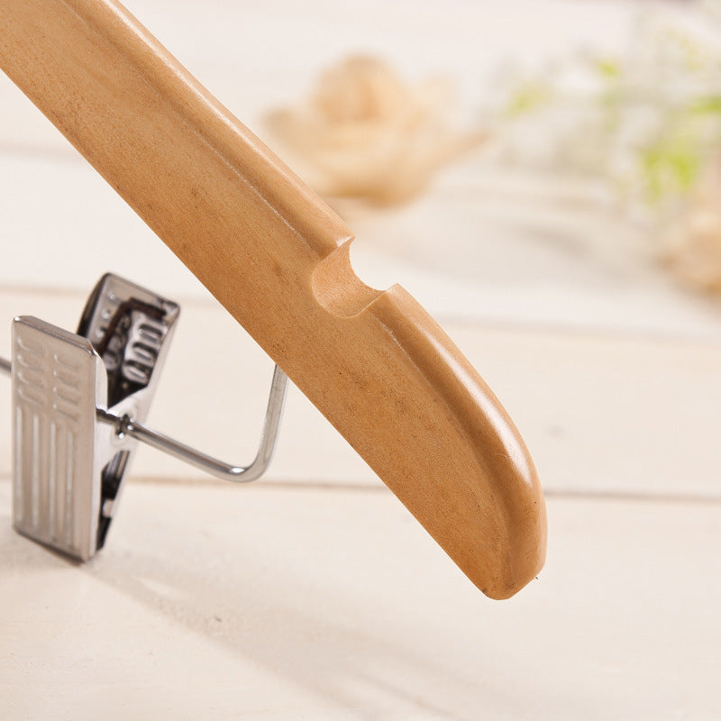 Home Solid wood hanger with pants clip hanger pants hanger