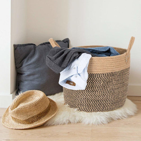 Home Laundry Basket Cotton Hemp Storage