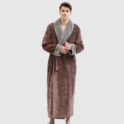 Men's Robes Long Fleece Full Length Winter Plus Size Pajamas Bathrobe