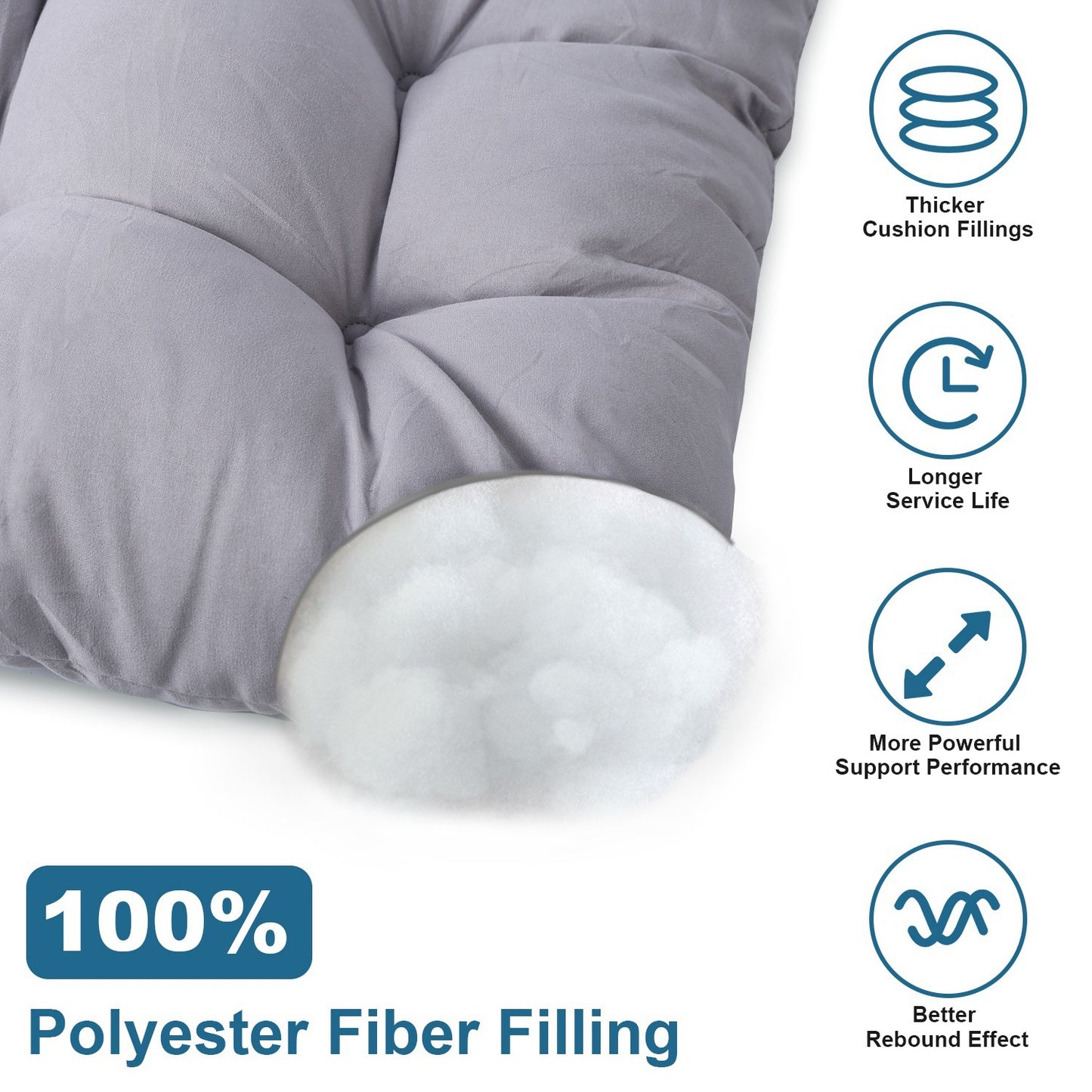 2Pcs Waterproof Rocking Chair Cushion Upper And Lower Back And Seat Sets With Non-Slip Ties Oxford Cloth Surface Polyester Filling Comfortable For Indoor Home Office Car