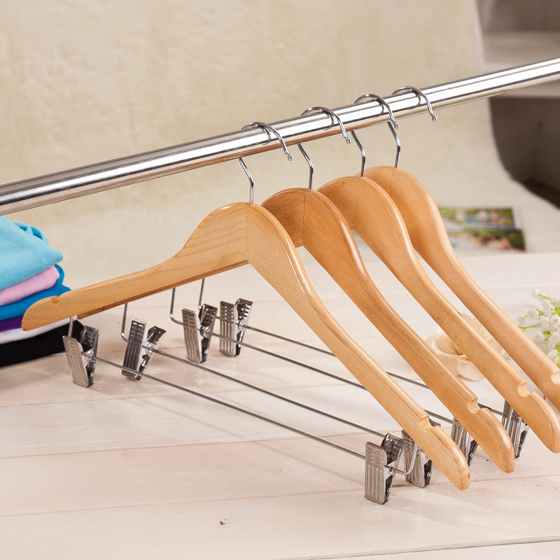 Home Solid wood hanger with pants clip hanger pants hanger