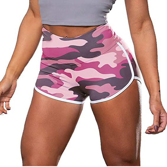 Women Camouflage Tie-Dye Print Hip-Up Fitness Casual Shorts