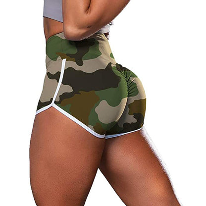 Women Camouflage Tie-Dye Print Hip-Up Fitness Casual Shorts