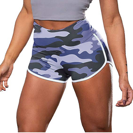 Women Camouflage Tie-Dye Print Hip-Up Fitness Casual Shorts