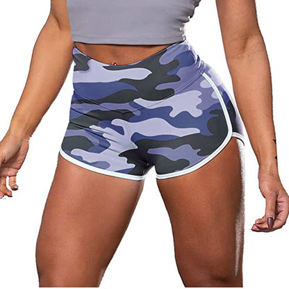 Women Camouflage Tie-Dye Print Hip-Up Fitness Casual Shorts