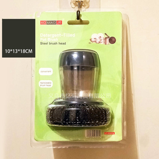 Kitchen Pan Wok Cleaner Press Liquid Brush Dispenser Kitchen Tools