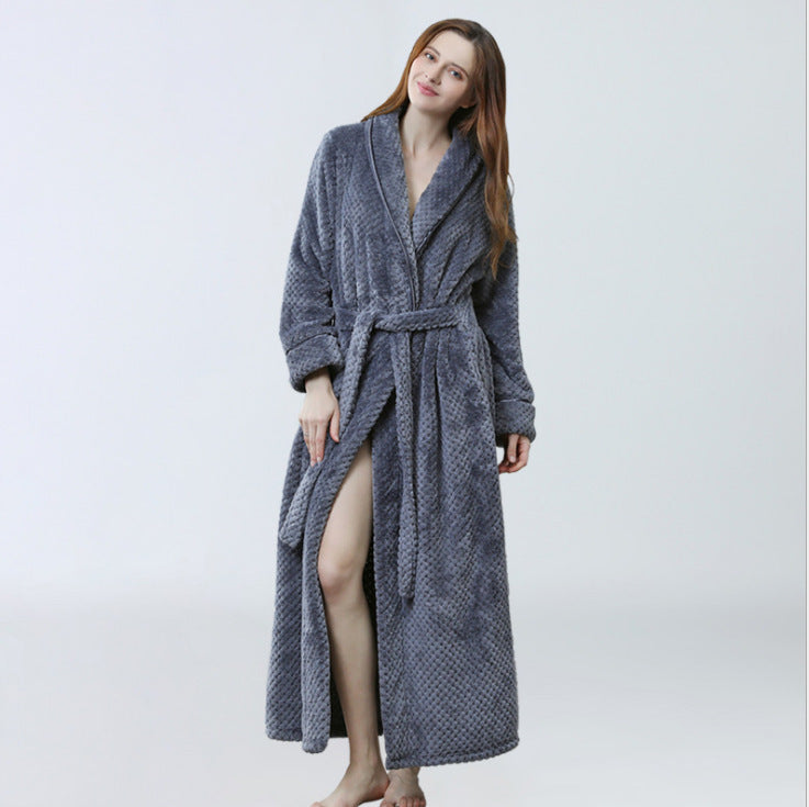 Men's Robes Long Fleece Full Length Winter Plus Size Pajamas Bathrobe