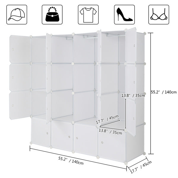 Home 16 Grid 4Level Cube Wardrobe
