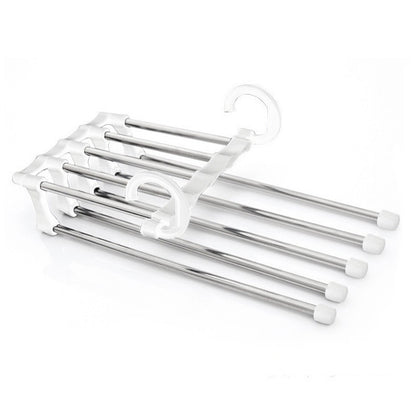 Home 5 In 1 Wardrobe Hanger Multi-functional Clothes Hangers Pants Stainless Steel Magic Wardrobe Clothing Hangers For Clothes Rack