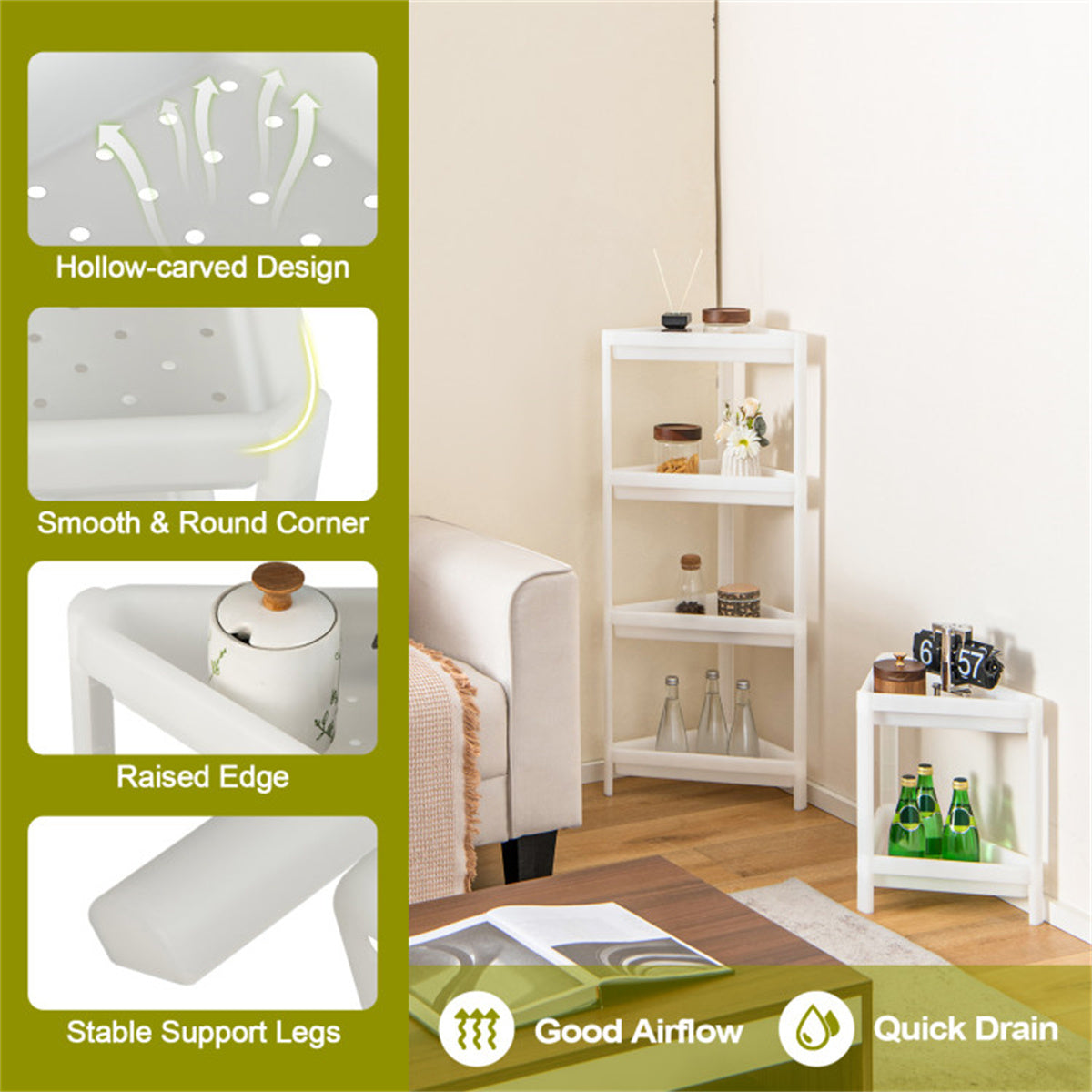 Rack 2-piece corner multi-purpose rack