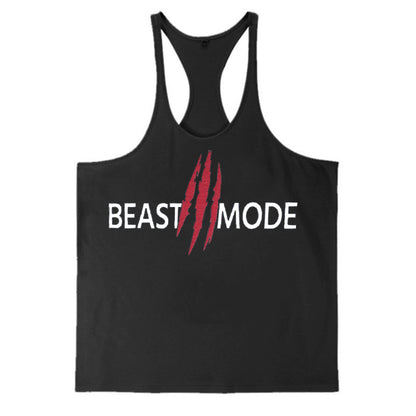 Men's Summer Cotton Fitness Muscle Men's Thin Shoulder Strap I-print Halter Tank top