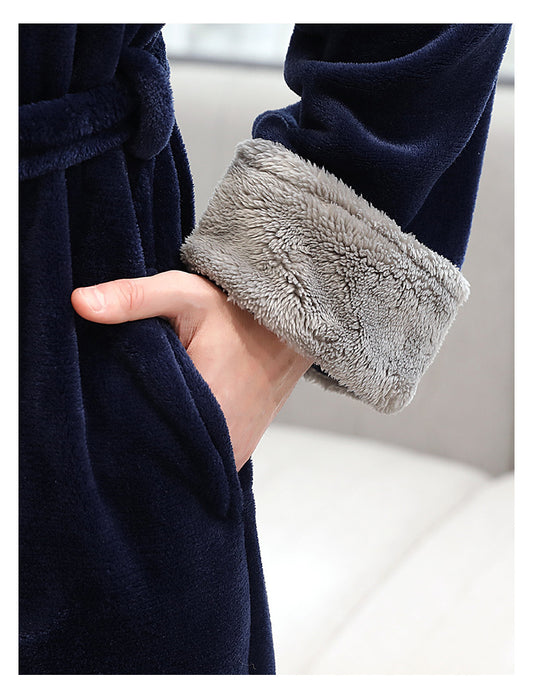 Men's Robes Long Fleece Full Length Winter Plus Size Pajamas Bathrobe