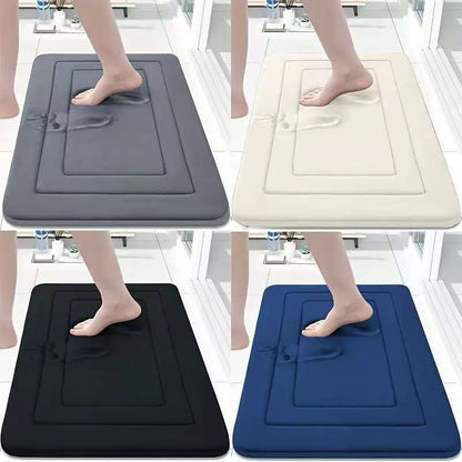 Bathroom Mat With Thickened Memory Foam Anti-Slip Mat For Bathroom Entrance Coral Velvet Foot Mat