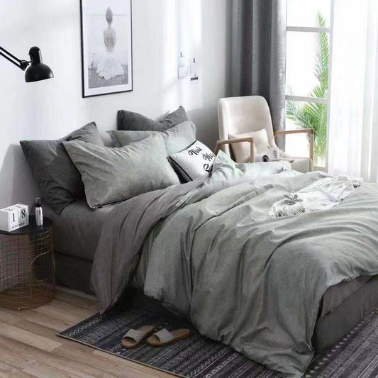 3pc set of textured reversible quilt cover and pillowcase