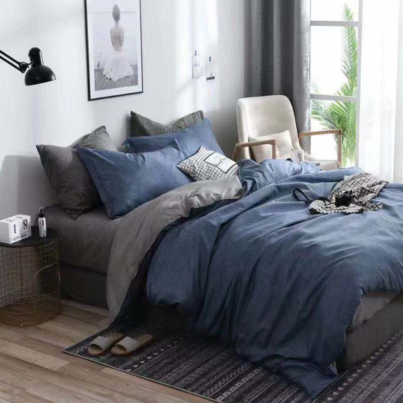 3pc set of textured reversible quilt cover and pillowcase