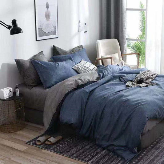 3pc set of textured reversible quilt cover and pillowcase