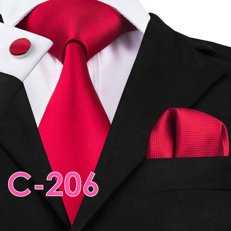 Men's Fashion Three-piece Tie set Assorted Solid Silk Men's Neck Tie set For Men Suits