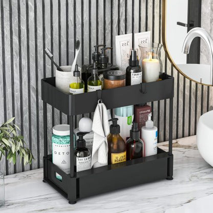 Homes 2-Tier Under Sink Organizer, Black Plastic 1-Piece