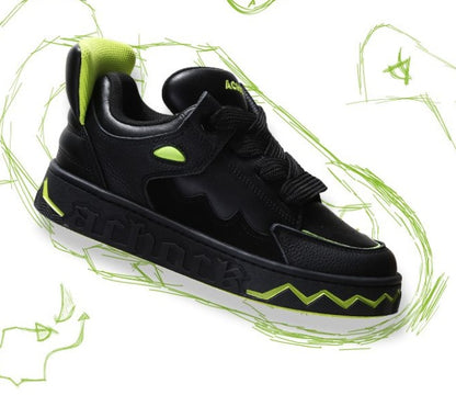 Puff Shoes Black Tail Comfortable Couple Sneakers