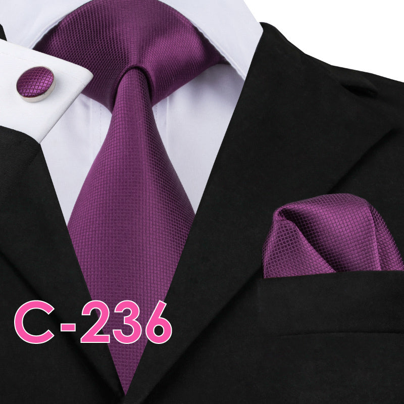 Men's Fashion Three-piece Tie set Assorted Solid Silk Men's Neck Tie set For Men Suits
