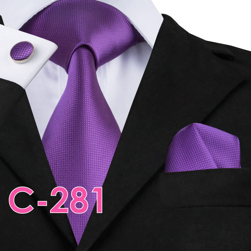 Men's Fashion Three-piece Tie set Assorted Solid Silk Men's Neck Tie set For Men Suits