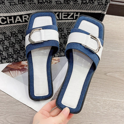 Ladies Sandals Buckle Trim Open Toe